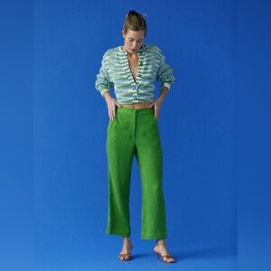 Ciao Lucia Pietro plisse pant Kelly Green Jacquard